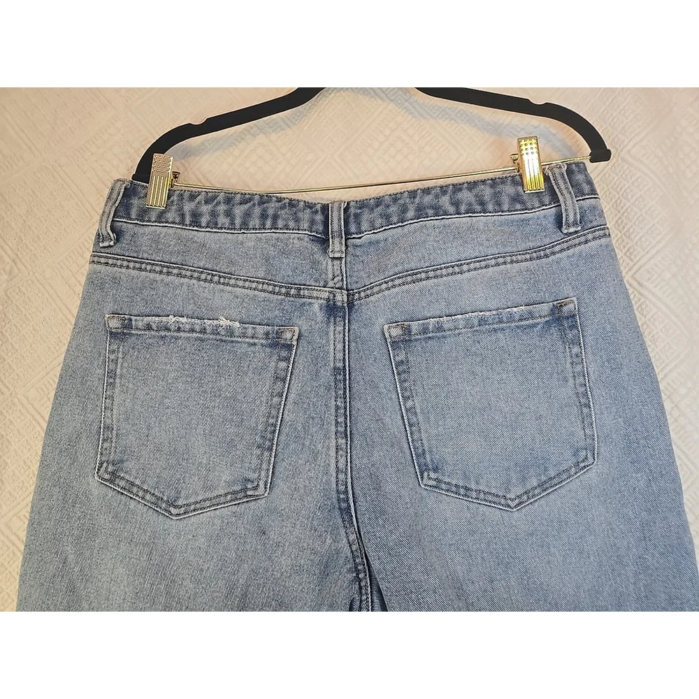Vervet Size 31 High Rise Distressed Straight Leg Raw Hem Blue Denim Jeans - Picture 10 of 11